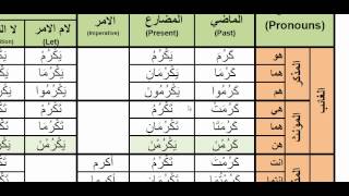 Arabic Verbs  0030 karuma to be generous كرم active voice past present and imperative [upl. by Aylad236]