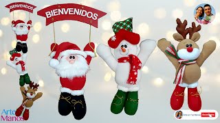 🔴Cómo Hacer BIENVENIDOS NAVIDEÑOS Con SANTA NIEVE Y RENO Tutorial con Arte en Tus Manos [upl. by Gavrilla]