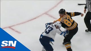 Trent Frederic Demolishes Brandon Tanev In First NHL Game Parents Cheer and HighFive In Stands [upl. by Kristel795]