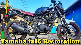 yamaha fz16 restoration  motorcycle restoration india  full bike painting amp restoration [upl. by Spense]