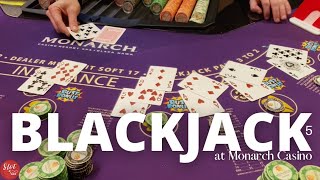 😮 Splitting Aces LIVE BLACKJACK 5 at Monarch Casino 2021 [upl. by Belldame]