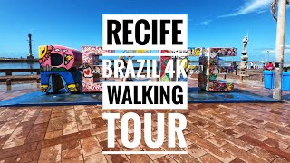 Recife Pernambuco Brazil Downtown Walking Tour  4K Walk [upl. by Newbold]