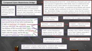 William Wordsworth  Composed Upon Westminster Bridge  Annotation [upl. by Barbey]