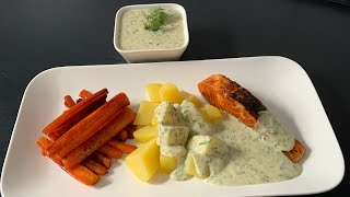 Lachs Dill Sauce  Sahne Sauce Mit Dill  Kartoffel mit Lachs und Soße Möhren  Simona Brill  ￼ [upl. by Sparky278]