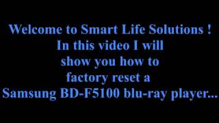 Factory reset  Samsung bluray player BDF5100 how to [upl. by Enelyw]