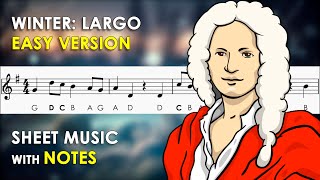 Largo from Winter  Sheet Music with Easy Notes for Recorder Violin Beginners Tutorial  A Vivaldi [upl. by Kosey]