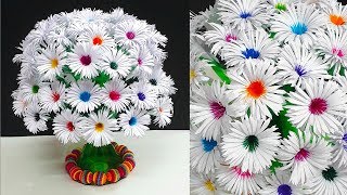 DIYPaper flowers Guldasta made with Empty Plastic bottlesPaper ka Guldasta Banane ka Tarika [upl. by Kary]