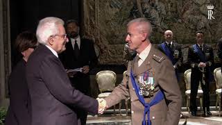 Il Presidente Mattarella consegna le insegne dell’Ordine Militare d’Italia [upl. by Neerroc]