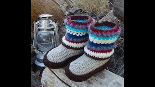 Crochet Mukluks Slippers Pattern Helps Myth and Yarn part 1 [upl. by Eanom]