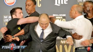 CHAEL SONNEN amp WANDERLEI SILVA NEARLY FIGHT AT BELLATOR NYC FACE OFF HAVE TO GET SEPARATED [upl. by Tati591]