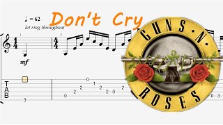 Dont Cry Guns N Roses Guitar Tab  Fingerstyle Guitar Tutorial [upl. by Formica]