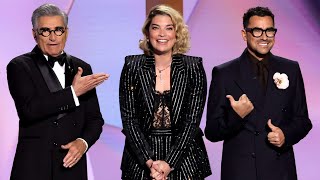 Dan amp Eugene Levy Reunite with Catherine OHara amp Annie Murphy at 2024 Emmys Schitts Creek Reunion [upl. by Resa]