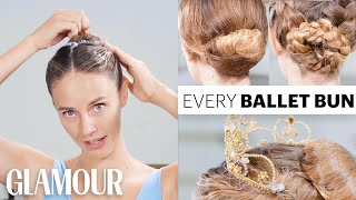 Every Ballet Hairstyle With Pro Ballerina Scout Forsythe  On Pointe  Glamour [upl. by Alol]