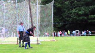 Tossing The Caber Scottish Highland Games Markinch Fife Scotland [upl. by Ellinej883]