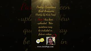 Poetry QampA Part 1 Poetry By Avis Pope AnsweringYourQuestion QuestionsAndAnswers Shorts [upl. by Compton]