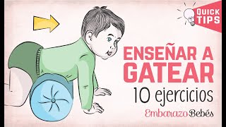 Cómo enseñar a GATEAR AL BEBÉ  10 EJERCICIOS 👶🏼👣 [upl. by Adnamra]