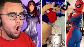 Reacting to SPIDERMAN Tik Tok Fails [upl. by Nayrda497]