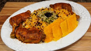 Zereshk Polo Ba Morgh  زرشک پلو با مرغ  Barberry Rice with Chicken  Iranian Food  ENG SUB [upl. by Ajiam]