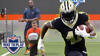 RB Drills to Run Like Alvin Kamara Balance Absorb Contact Change Direction  Way to Play [upl. by Oirifrop]