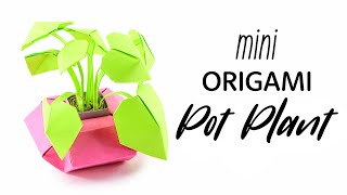 Mini Origami Pot Plant Tutorial  DIY  Paper Kawaii [upl. by Stryker]