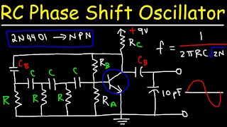 RC Phase Shift Oscillator Circuit Using a NPN Transistor [upl. by Ahsinroc]