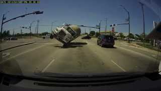 Dashcam captures incredible cement truck crash [upl. by Encratia]