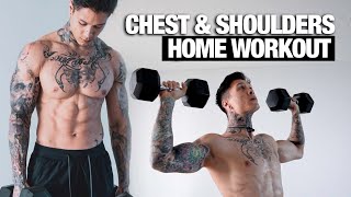 Complete Chest amp Shoulder Home Workout  Dumbbells Only [upl. by Zeph]