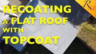 Recoating a fibreglass flat roof with topcoat [upl. by Reinertson13]