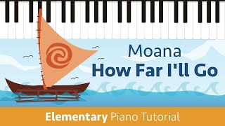 How Far Ill Go Moana Piano Tutorial  Elementary Level [upl. by Okorih]