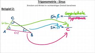 Sinus – Strecken und Winkel berechnen Trigonometrie 2 [upl. by Berne883]