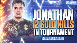 HOW JONATHAN DOMINATES IN TOURNAMENTS  SOLO 12KILLS  BGMI [upl. by Yendys813]