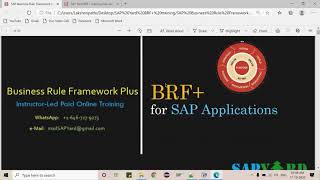 Day 1  BRF for SAP Applications  Oct 2020  Batch 1 [upl. by Biagi]