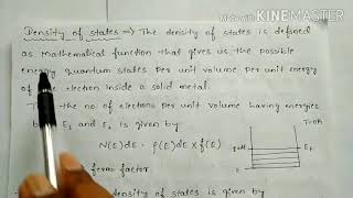 Density of states and Derivation of Fermi Energy at 0 K [upl. by Kathie739]