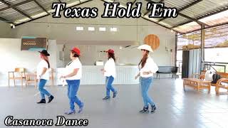 TEXAS HOLD EM Line Dance Choreo by Guylaine Bourdages CAN Demo  Casanova Dance INA [upl. by Tik12]