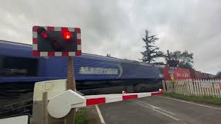 Maritime Class 66 Barway Sidings Level Crossing Cambridgeshire [upl. by Wynne]