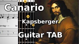 Canario  Kapsberger  1640   Guitar TAB  Score  Tutorial [upl. by Sumaes]