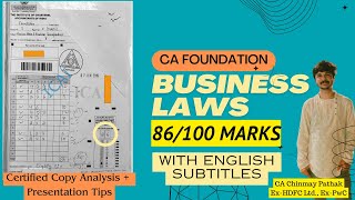 Business Laws HIGHEST SCORE 86100 CA Foundation  Certified copy analysis  presentation tipsicai [upl. by Kennie]