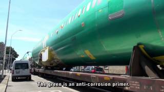 Renton Rocket street running with 737 fuselages Renton WA 7282015 [upl. by Yeldoow]