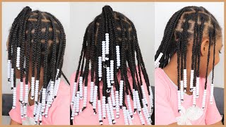 Easy box braids with beads for kids no hair added [upl. by Past]