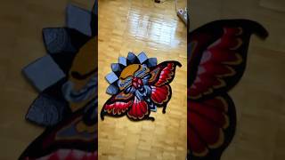 Carpet Tufting ASMR Red Mandala butterfly rug asmrtriggers butterfly carpetdesign rugdesigner [upl. by Krissie780]