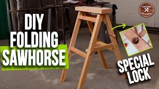 Making a Folding Sawhorse with Special Lock  Sturdy and Cheap  Interio Workshop [upl. by Nealon862]