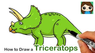 How to Draw a Triceratops Dinosaur Easy [upl. by Lind]