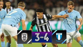 PAOK  Malmö FF 34  Full Highlights  UEFA Champions League 3rd Qualifying Round 1382024 [upl. by Wamsley205]