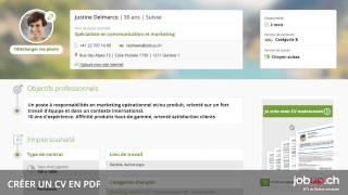 Comment créer un CV en PDF grâce à votre profil sur jobupch [upl. by Aggappera769]