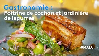 Gastronomie  poitrine de cochon et jardinière de légumes [upl. by Ayila]