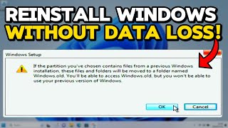 How to Reinstall Windows Without Losing Data Tutorial [upl. by Pall111]