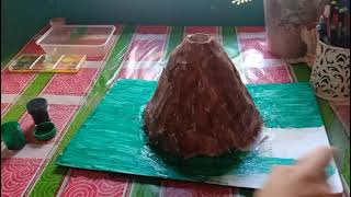 Paper Mache Volcano Model  easy  homemade  experiment time [upl. by Eibrad]