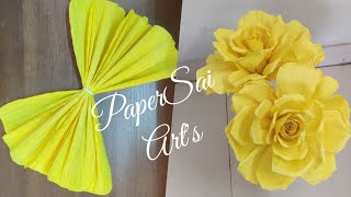 Flores de papel crêpe rosasGiant Crepe paper rose flower for room decor HandmadePaperSaiarts [upl. by Herwick]