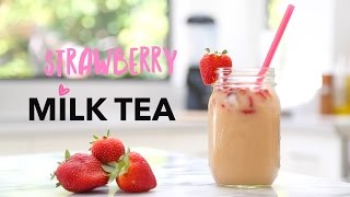 Strawberry Milk Tea Recipe ♥ 4 Simple Ingredients All Natural [upl. by Burne]