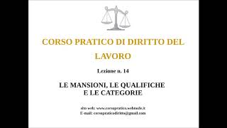 14 LE MANSIONI LE QUALIFICHE E LE CATEGORIE [upl. by Seafowl]